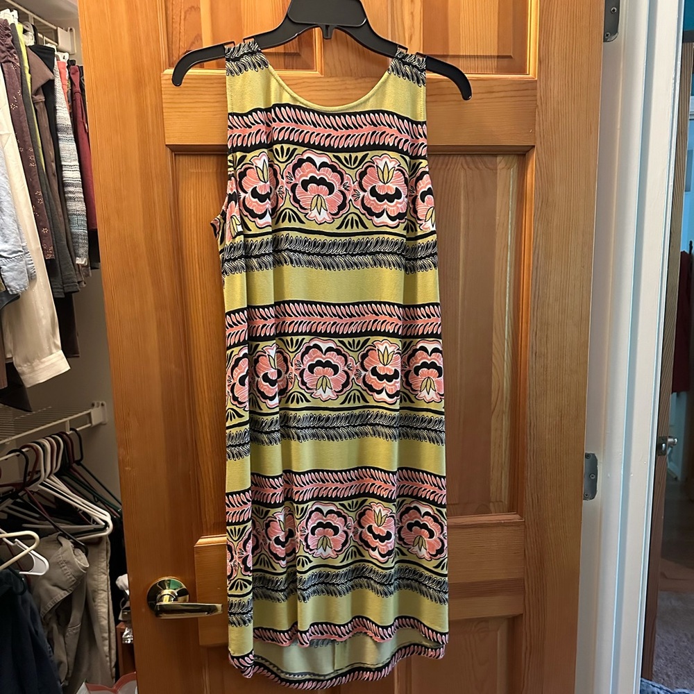 Loft shift dress striped floral pattern